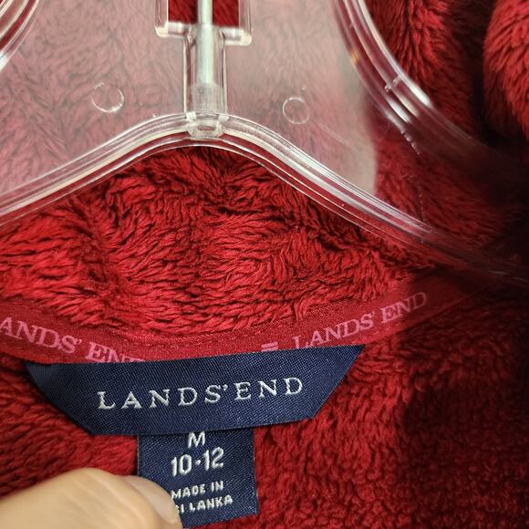 Lands' End super soft plush 1/4 zip pullover red fleece woman's size medium - Picture 2 of 9